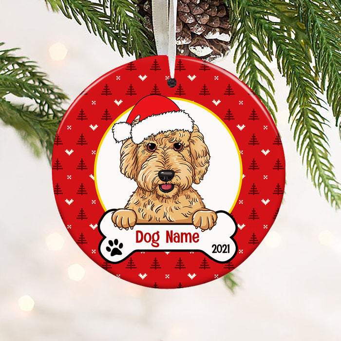 Personalized Dog Wreath Christmas Circle Ornament AG302 87O53 1