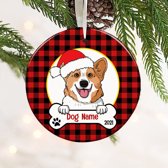 Personalized Dog Wreath Christmas Circle Ornament AG302 87O53 1