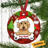 Personalized Dog Wreath Christmas Circle Ornament AG302 87O53 thumb 1