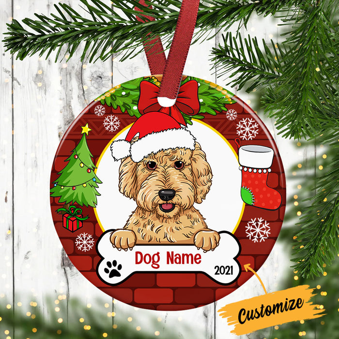 Personalized Dog Wreath Christmas Circle Ornament AG302 87O53 1