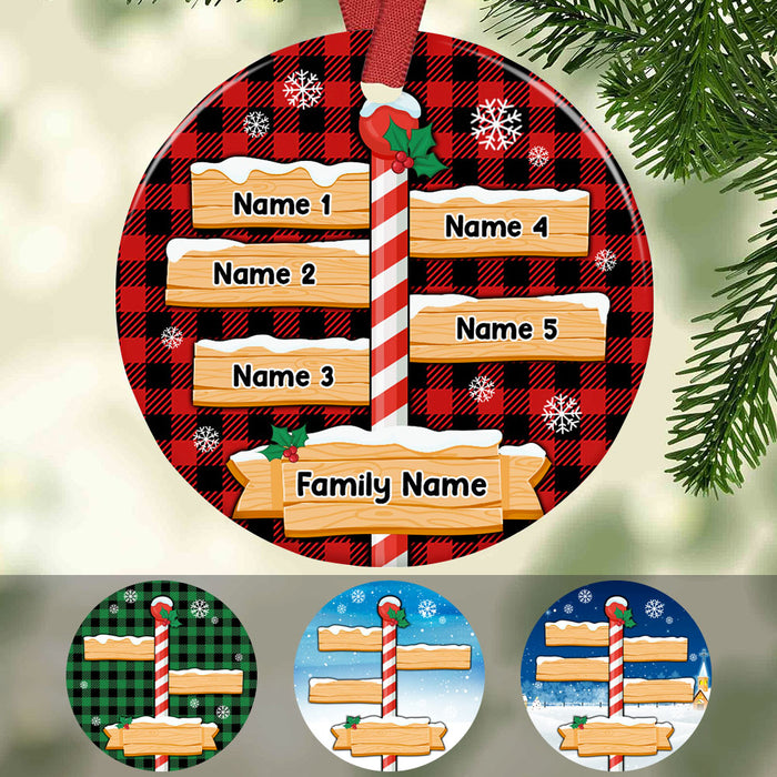 Personalized Family Christmas Pole Circle Ornament SB11 95O53 1