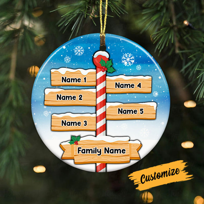 Personalized Family Christmas Pole Circle Ornament SB11 95O53 1