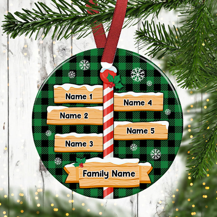 Personalized Family Christmas Pole Circle Ornament SB11 95O53 1
