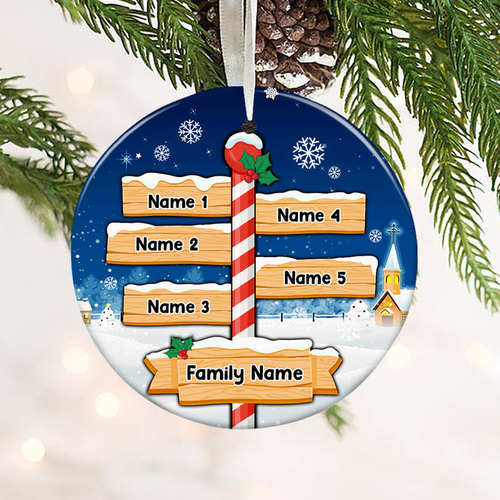 Personalized Family Christmas Pole Circle Ornament SB11 95O53 1