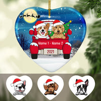 Personalized Dog Christmas Red Truck Heart Ornament AG313 81O34 thumb 1