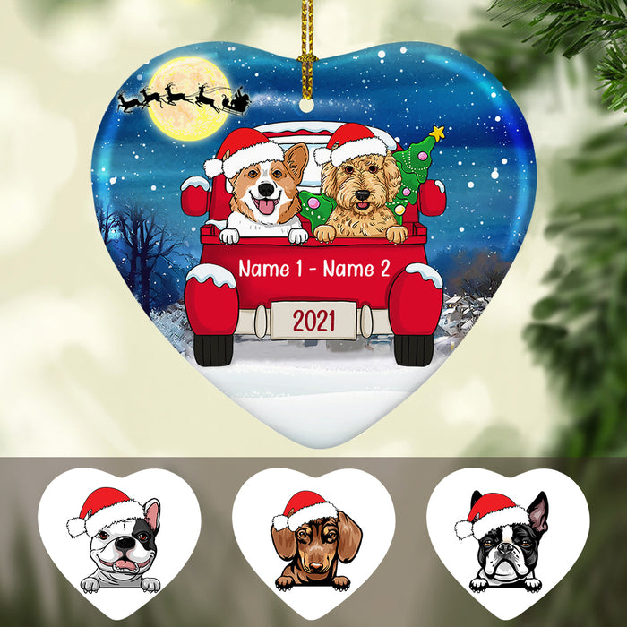 Personalized Dog Christmas Red Truck Heart Ornament AG313 81O34 1