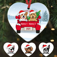Personalized Dog Christmas Red Truck Heart Ornament AG313 81O34 thumb 1