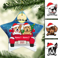 Personalized Dog Christmas Red Truck Star Ornament AG313 81O34 thumb 1