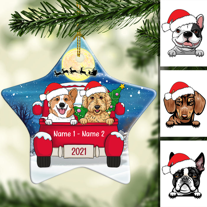 Personalized Dog Christmas Red Truck Star Ornament AG313 81O34 1