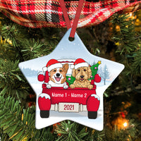 Personalized Dog Christmas Red Truck Star Ornament AG313 81O34 thumb 1