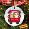 Personalized Cat Red Truck Christmas Circle Ornament AG317 81O34 1