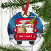 Personalized Cat Red Truck Christmas Circle Ornament AG317 81O34 1
