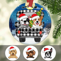 Personalized Dog Red Truck Christmas Pattern Circle Ornament AG315 81O34 thumb 1