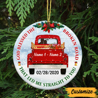 Personalized Love Couple Red Truck Christmas Circle Ornament SB41 87O47 thumb 1
