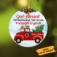 Personalized Couple Red Truck Christmas Circle Ornament SB42 87O53 thumb 1