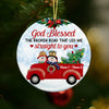 Personalized Couple Red Truck Christmas Circle Ornament SB42 87O53 thumb 1