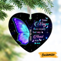 Personalized Memo Butterfly Mom Dad Heart Ornament SB61 26O47 thumb 1