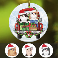 Personalized Cat Christmas Circle Ornament SB31 24O53 thumb 1