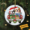 Personalized Dog Christmas Red Truck Circle Ornament SB32 24O53 1
