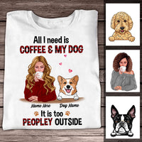 Personalized Dog Mom Coffee Peopley T Shirt SB32 81O34 thumb 1