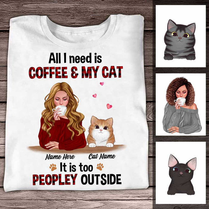 Personalized Cat Mom Coffee Peopley T Shirt SB31 81O34 1
