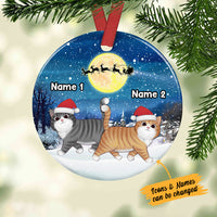 Personalized Cat Walking Christmas Circle Ornament SB43 87O36 thumb 1