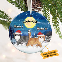 Personalized Cat Walking Christmas Circle Ornament SB43 87O36 thumb 1