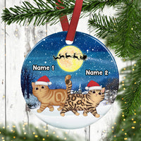 Personalized Cat Walking Christmas Circle Ornament SB43 87O36 thumb 1