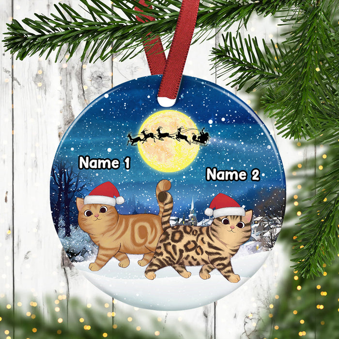 Personalized Cat Walking Christmas Circle Ornament SB43 87O36 1