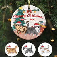 Personalized Cat Meowy Christmas Circle Ornament SB65 87O36 thumb 1