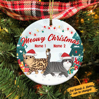 Personalized Cat Meowy Christmas Circle Ornament SB65 87O36 thumb 1