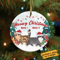 Personalized Cat Meowy Christmas Circle Ornament SB65 87O36 thumb 1
