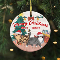 Personalized Cat Meowy Christmas Circle Ornament SB65 87O36 thumb 1