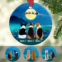 Personalized Dog Watching Santa Circle Ornament SB33 81O53 thumb 1