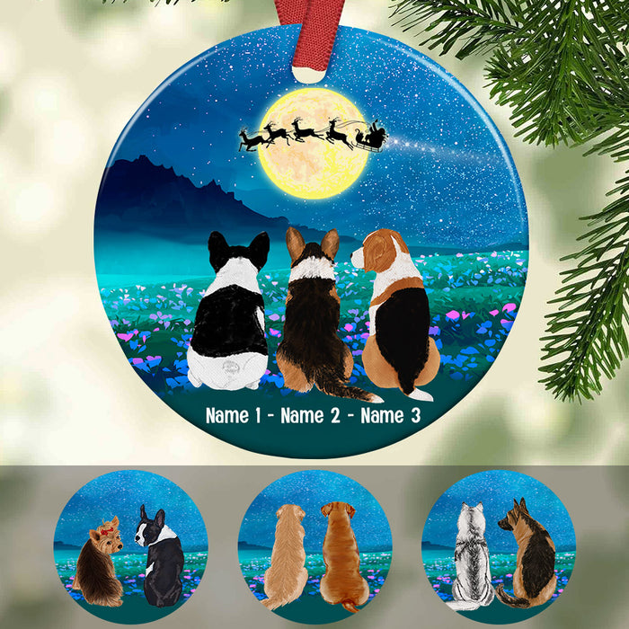 Personalized Dog Watching Santa Circle Ornament SB33 81O53 1