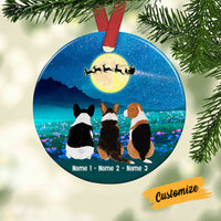 Personalized Dog Watching Santa Circle Ornament SB33 81O53 thumb 1