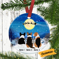 Personalized Dog Watching Santa Circle Ornament SB33 81O53 thumb 1