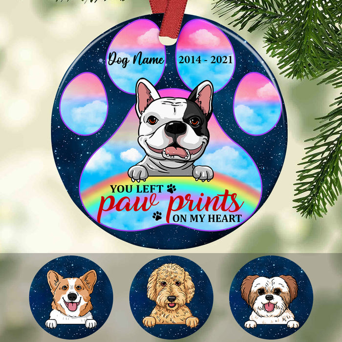 Personalized Dog Memo Paw Prints Circle Ornament SB71 26O53 1
