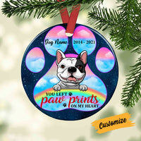 Personalized Dog Memo Paw Prints Circle Ornament SB71 26O53 thumb 1