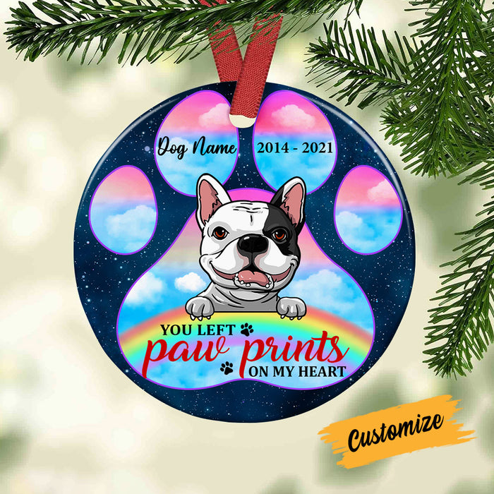 Personalized Dog Memo Paw Prints Circle Ornament SB71 26O53 1