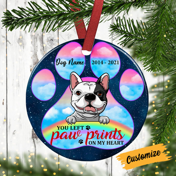 Personalized Dog Memo Paw Prints Circle Ornament SB71 26O53 1