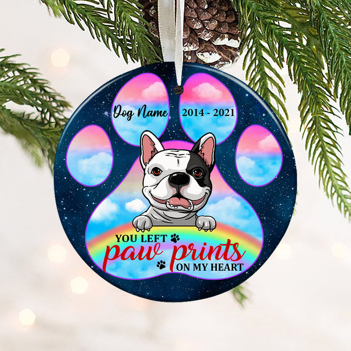 Personalized Dog Memo Paw Prints Circle Ornament SB71 26O53 1