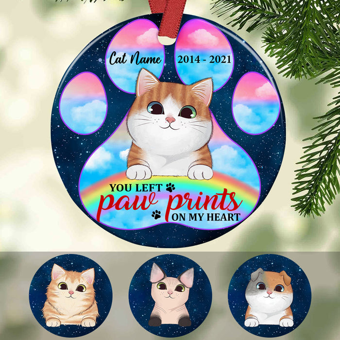 Personalized Cat Memo Paw Prints Circle Ornament SB72 26O53 1