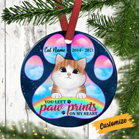 Personalized Cat Memo Paw Prints Circle Ornament SB72 26O53 thumb 1
