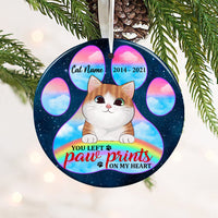 Personalized Cat Memo Paw Prints Circle Ornament SB72 26O53 thumb 1
