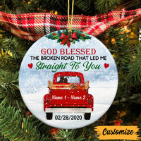 Personalized Love Couple Red Truck Christmas Circle Ornament SB62 87O47 thumb 1