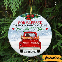 Personalized Love Couple Red Truck Christmas Circle Ornament SB62 87O47 thumb 1