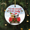 Personalized Dog Red Truck Jolly Christmas Circle Ornament SB63 87O58 thumb 1