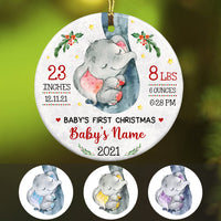 Personalized Elephant Baby First Christmas Circle Ornament SB61 67O57 thumb 1