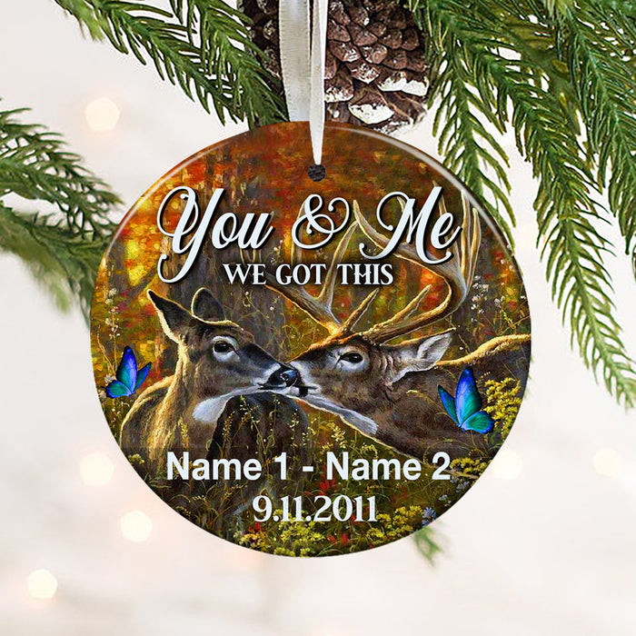 Personalized Deer Hunting Couple You And Me We Got This Circle Ornament SB61 73O57 1